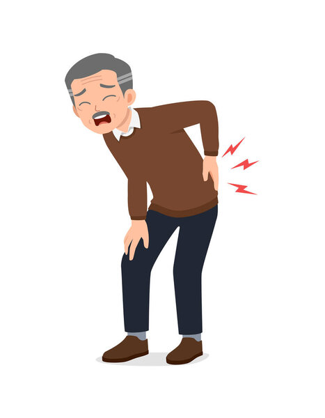sad old man feel hurt on the back