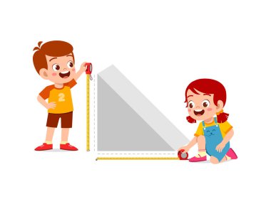 kids measure width and height from geometric shape clipart