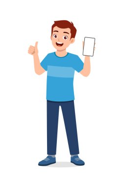 Genç adam telefon ekranını başparmağınla göster.