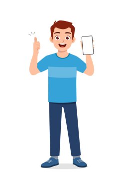 Genç adam telefon ekranını başparmağınla göster.