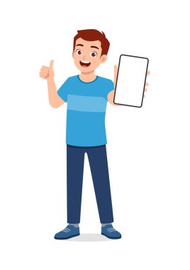 Genç adam telefon ekranını başparmağınla göster.