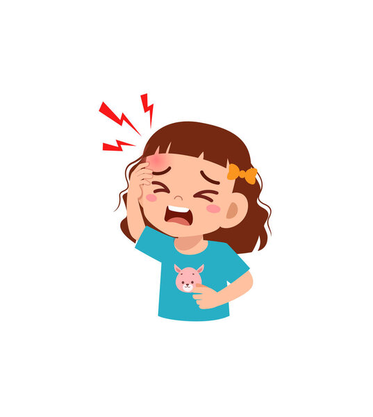ittle kid get bump in forehead feel sad
