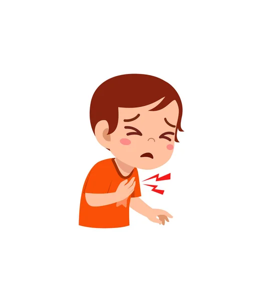 Little Kid Feel Unwell Chest Hurt — Stock Vector