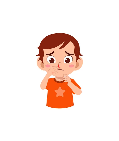 Kleines Kind Bekommt Nasenbluten Und Ist Traurig — Stockvektor
