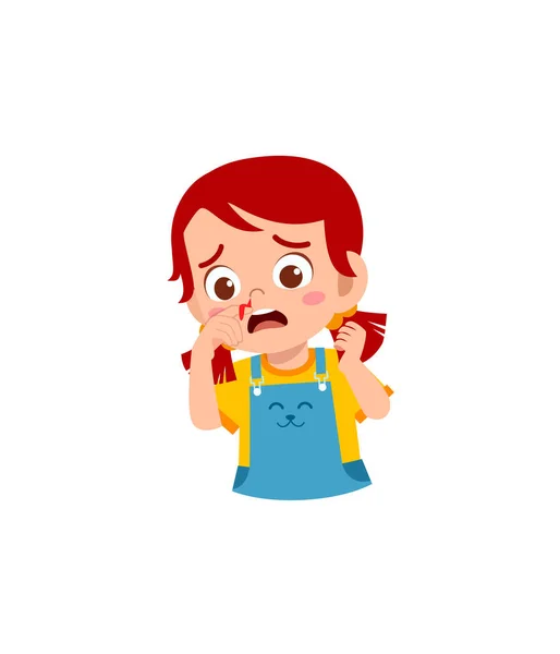 Petit Enfant Obtenir Saignement Nez Sentir Triste — Image vectorielle