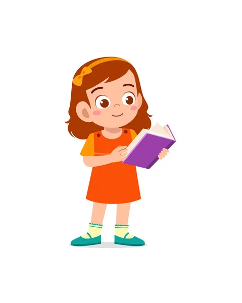 Niño Pequeño Pie Leyendo Libro Cuentos — Vector de stock