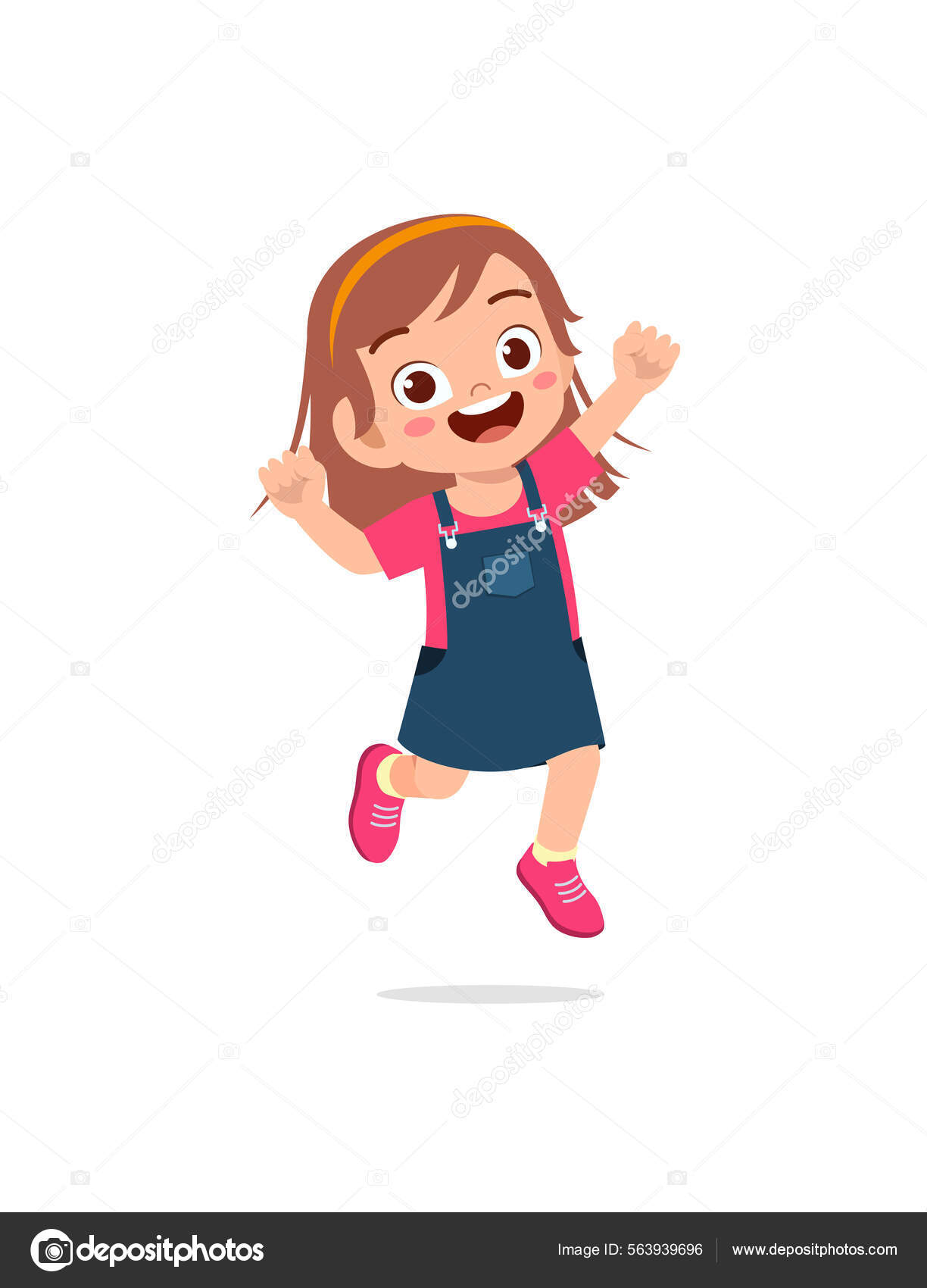 Cute Little Kid Jump Feel Happy Stock Vector by ©colorfuelstudio 563939696, image size:1224x1700