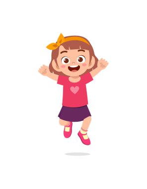 Tatlı küçük çocuk zıpla ve mutlu ol.
