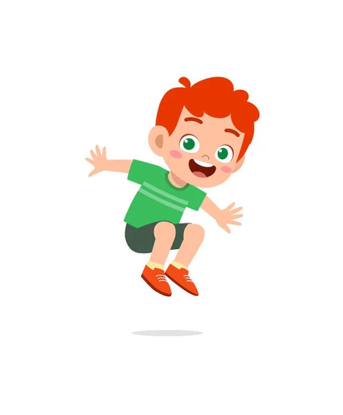Niedliches Kleines Kind Springen Und Sich Glücklich Fühlen — Stockvektor