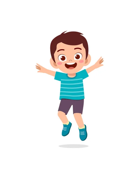 Niedliches Kleines Kind Springen Und Sich Glücklich Fühlen — Stockvektor