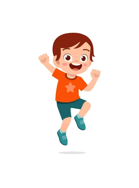 Cute Little Kid Jump Feel Happy — ストックベクタ