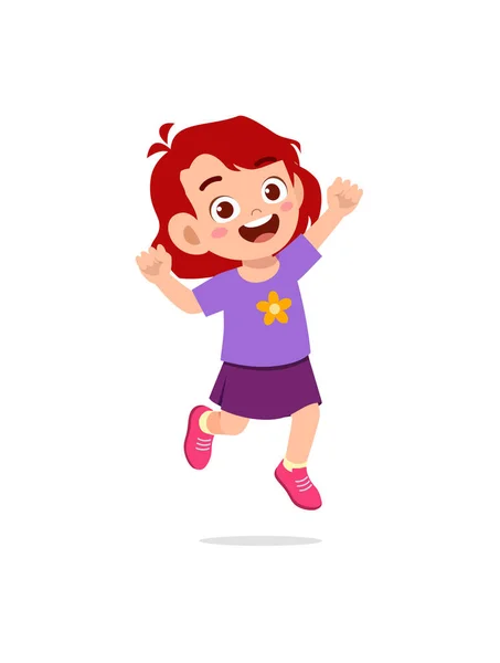 Cute Little Kid Jump Feel Happy — Stock Vector