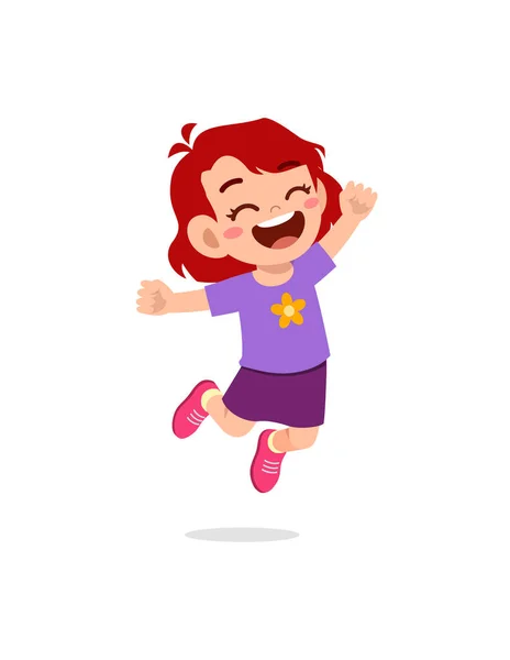 可愛い子供ジャンプして幸せを感じる — ストックベクタ