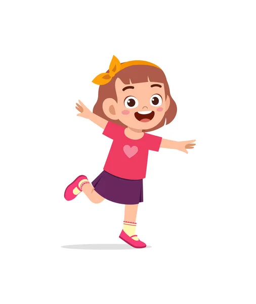 Cute Little Kid Jump Feel Happy — Stock Vector