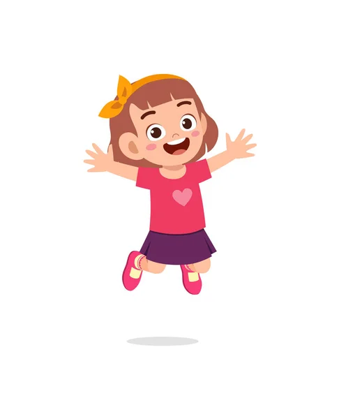Cute Little Kid Jump Feel Happy — Stock Vector
