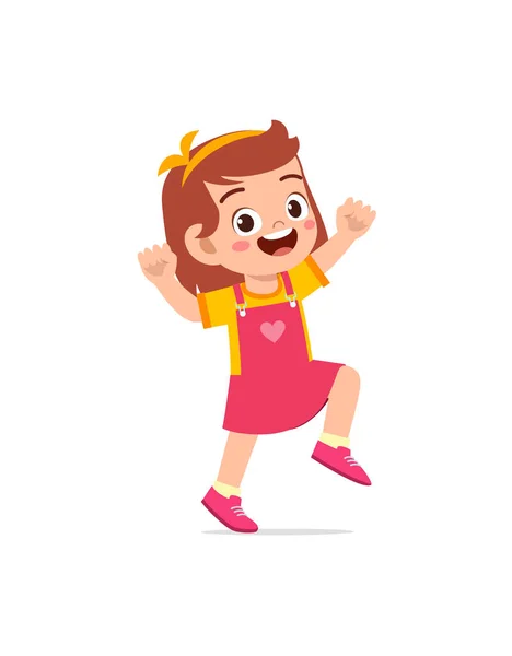 Cute Little Kid Jump Feel Happy — Stock Vector