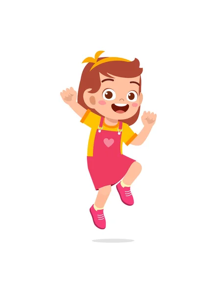 Милый Маленький Ребенок Прыгать Чувствовать Себя Счастливым — стоковый вектор