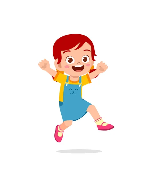 Cute Little Kid Jump Feel Happy — Stock Vector