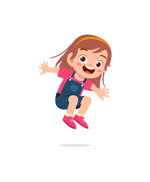 Милый Маленький Ребенок Прыгать Чувствовать Себя Счастливым — стоковый вектор