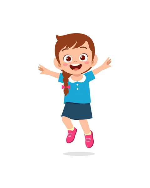 Cute Little Kid Jump Feel Happy — Stock Vector