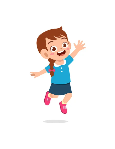 Cute Little Kid Jump Feel Happy — Stock Vector