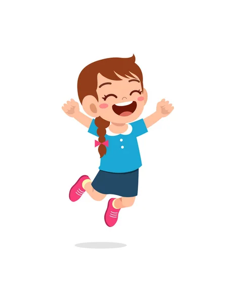 Cute Little Kid Jump Feel Happy — ストックベクタ