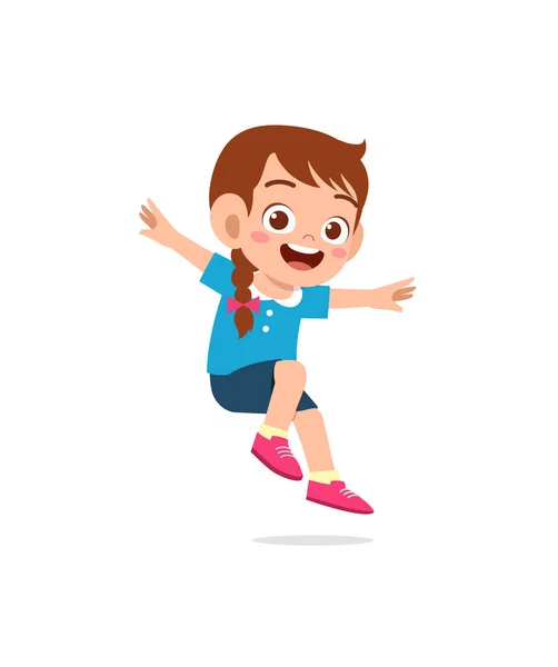 Cute Little Kid Jump Feel Happy — Stock Vector