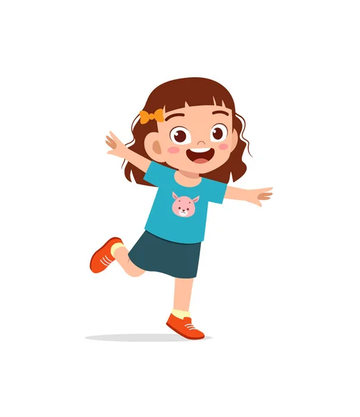 Cute Little Kid Jump Feel Happy — ストックベクタ