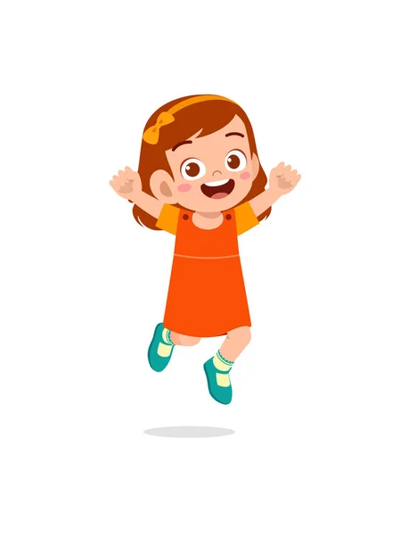 Cute Little Kid Jump Feel Happy — Stock Vector