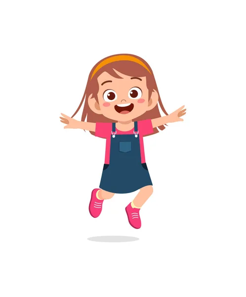 Cute Little Kid Jump Feel Happy — Stock Vector