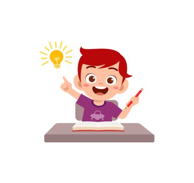 Küçük çocuk ödevini yap ve cevabı bul.