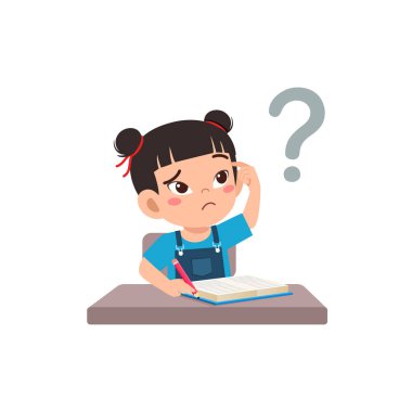 Küçük çocuk kitap okuyor ve kafası karışık.