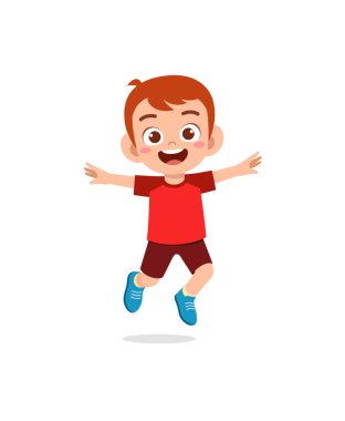 Tatlı küçük çocuk zıpla ve mutlu ol.