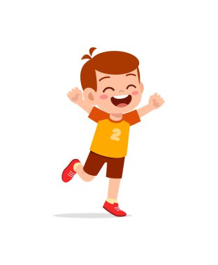 Tatlı küçük çocuk zıpla ve mutlu ol.