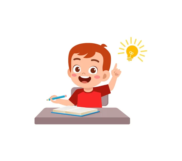 Petit Enfant Faire Des Devoirs Trouver Réponse — Image vectorielle