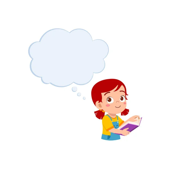 Bambino Leggere Libro Pensare Qualcosa — Vettoriale Stock