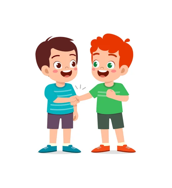 Little Kid Hand Shake Friend — Vector de stock