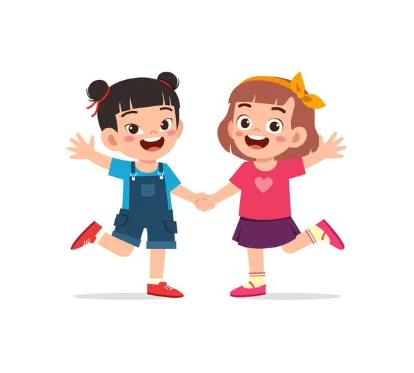 Little Kid Hand Shake Friend — Stock Vector