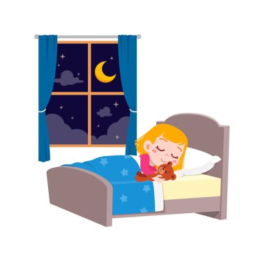 Küçük çocuk geceleri odada uyuyor.