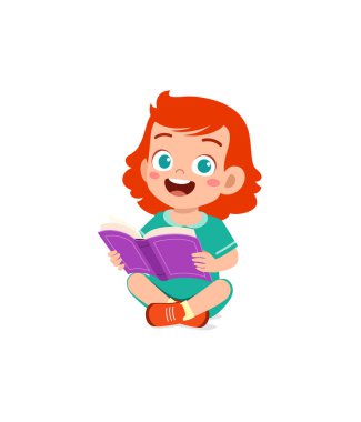 Küçük çocuk otur ve bir kitap oku.