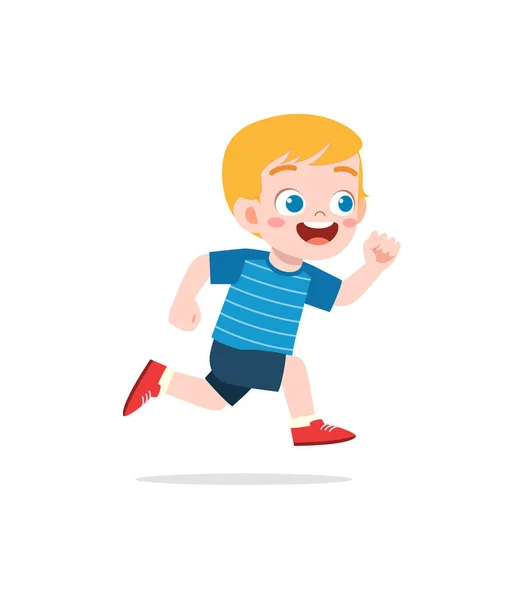 Malé Dítě Run Pózovat Cítit Šťastný — Stockový vektor