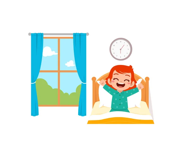 Niño Pequeño Despierta Por Mañana — Vector de stock