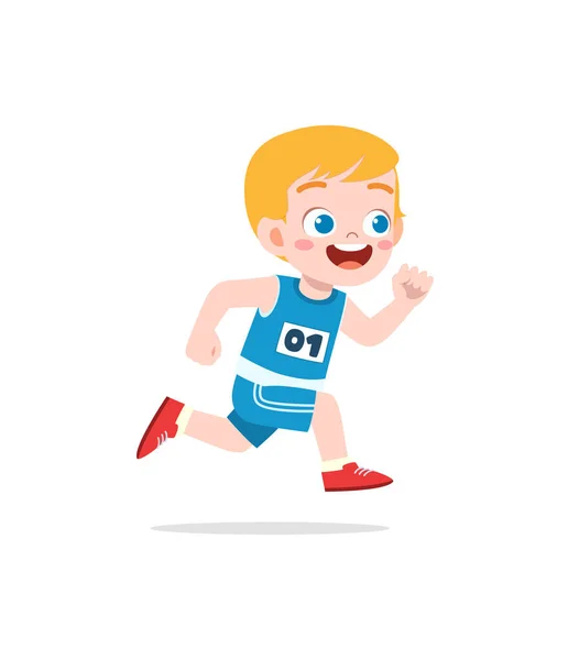 Pequeño Niño Vistiendo Uniforme Para Carrera — Vector de stock