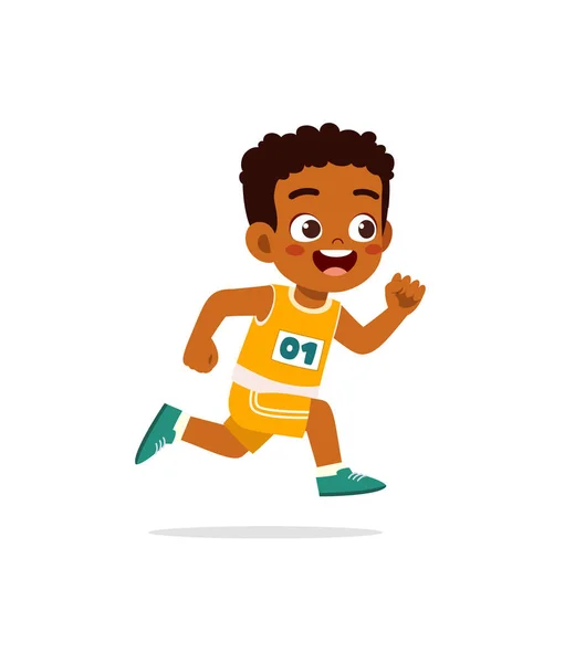 Koşu Yarışı Için Üniforma Giyen Küçük Çocuk — Stok Vektör