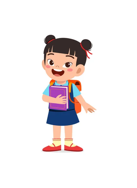 Little Kid Wear Uniform Ready School — Stock Vector