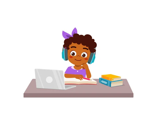 Kleine Kinder Machen Online Bildung Hause — Stockvektor