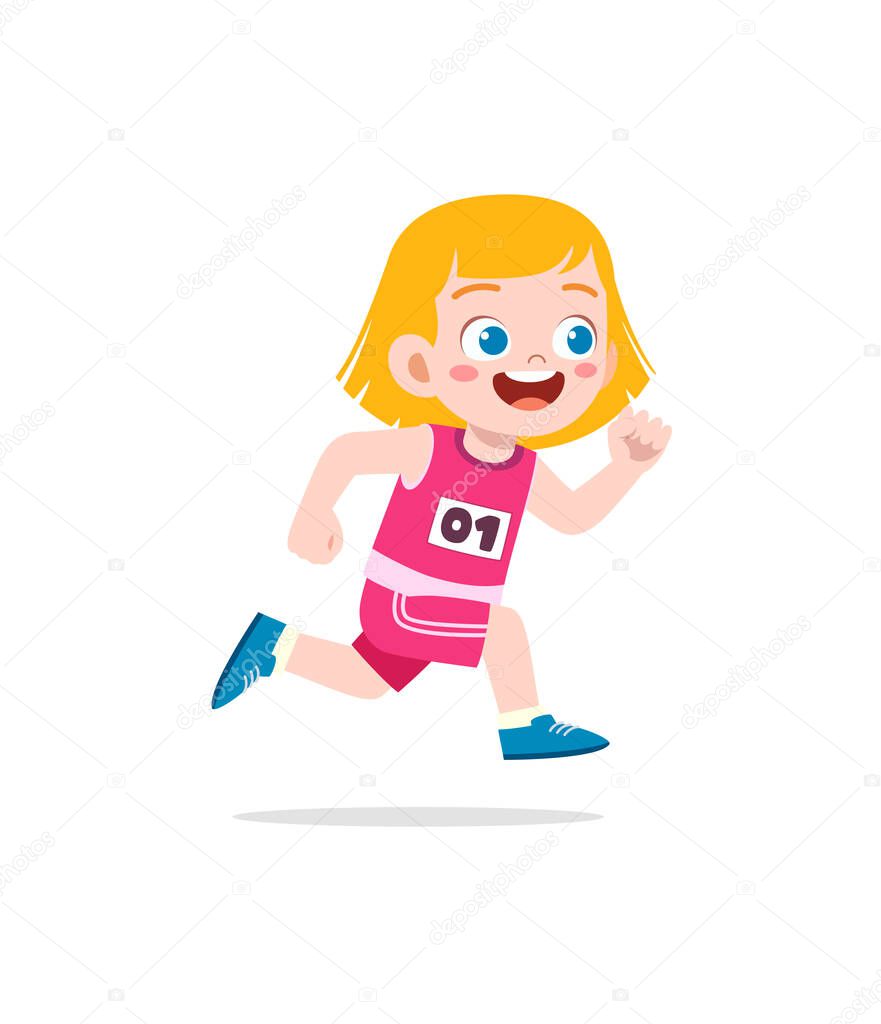 little kid wearing uniform for run race