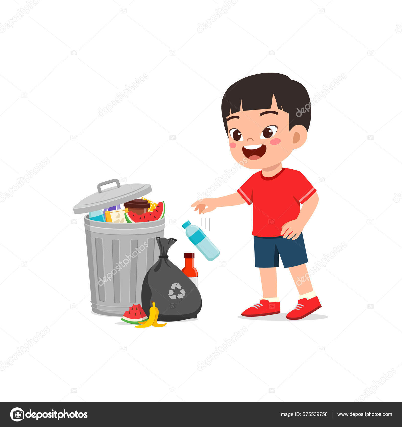 Little Kid Bad Behavior Littering Stock Vector Image by
