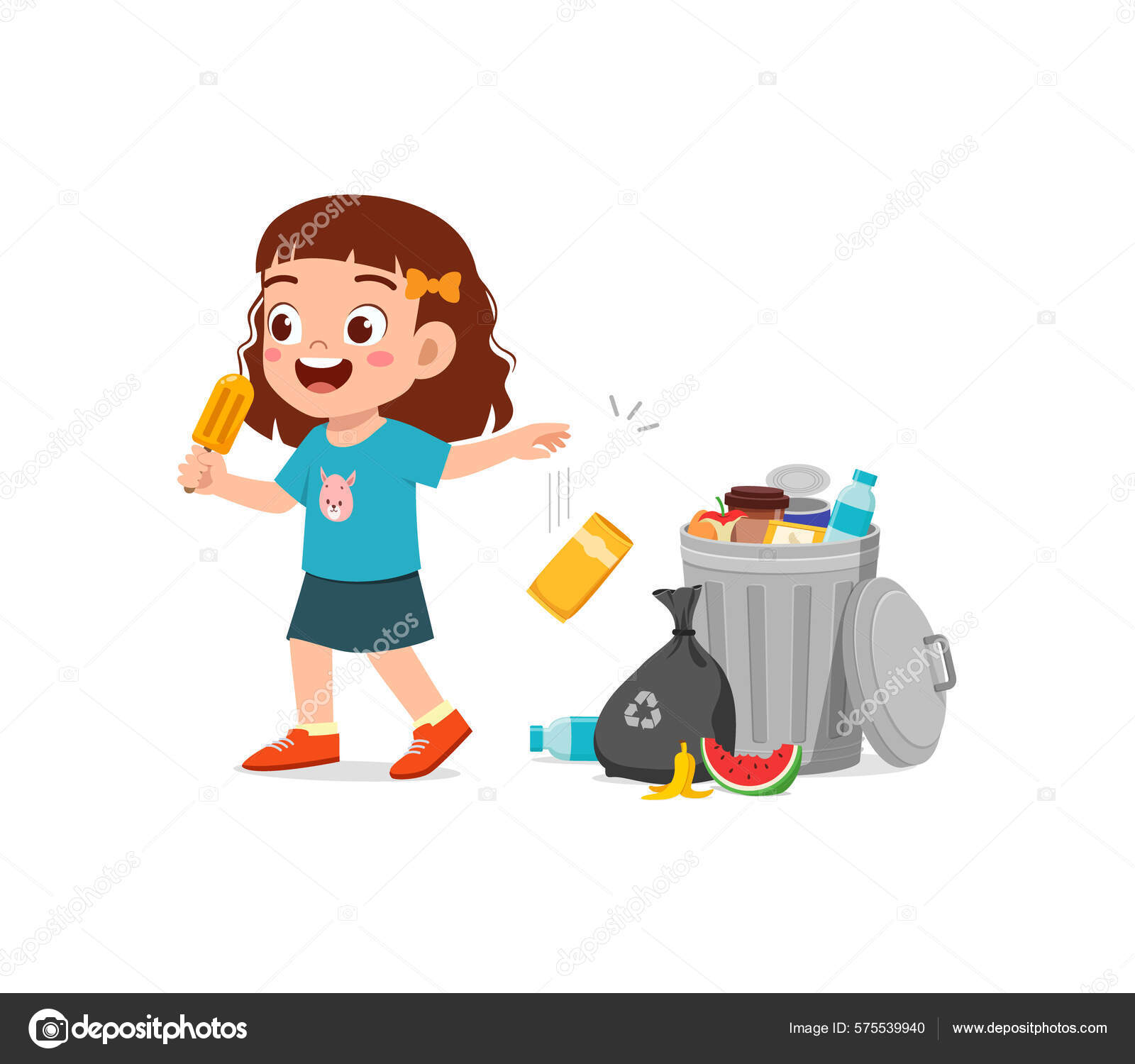 Ni o Peque o Con Mal Comportamiento Hacer Basura Vector De Stock Por 