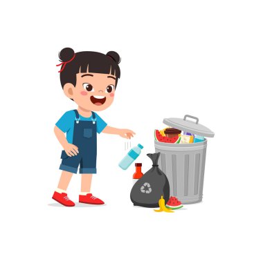 Kötü davranışlı küçük bir çocuk çöp atar.